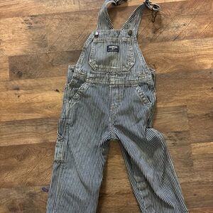 Vtg Oshkosh B’gosh Overalls 24M Baby Bibs 90s Pinstripe White Blue Stripe